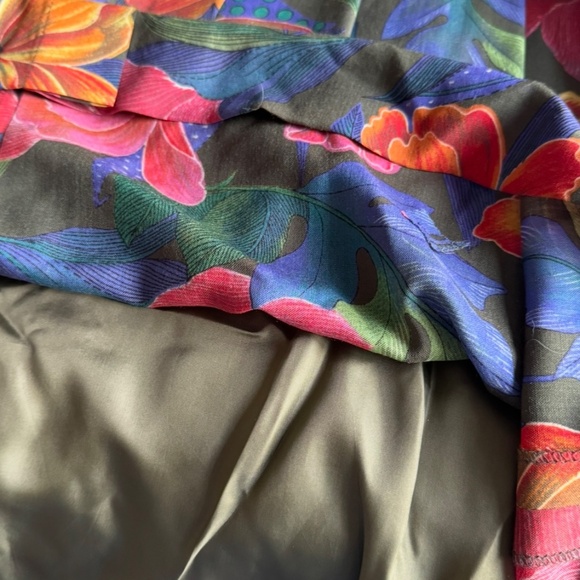 Vintage Geiger Floral Pleated Fully Lined Maxi Skirt 100% Wool Size 36 (US 6) - Picture 5 of 7